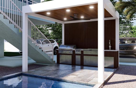 Small outdoor kitchen with aluminum terrace included