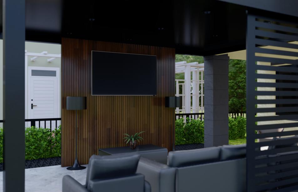 Small terrace with four columns and insolated walls