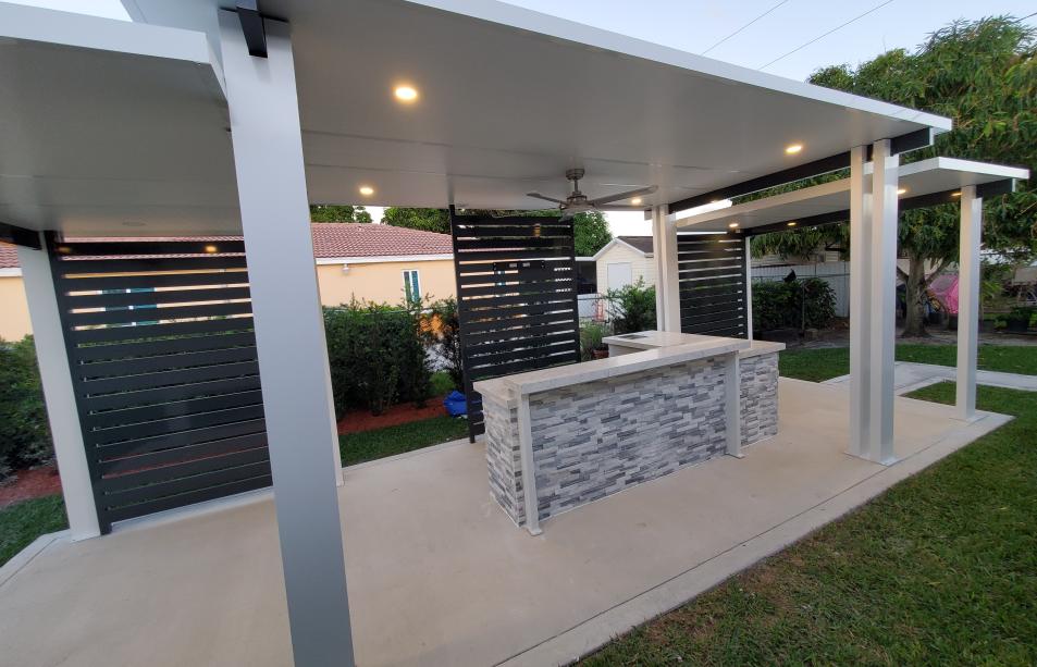 Modern pergola with 3 roofs