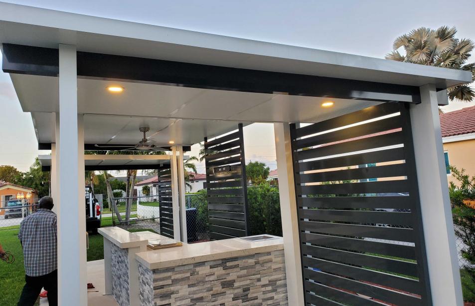 Modern pergola with 3 roofs