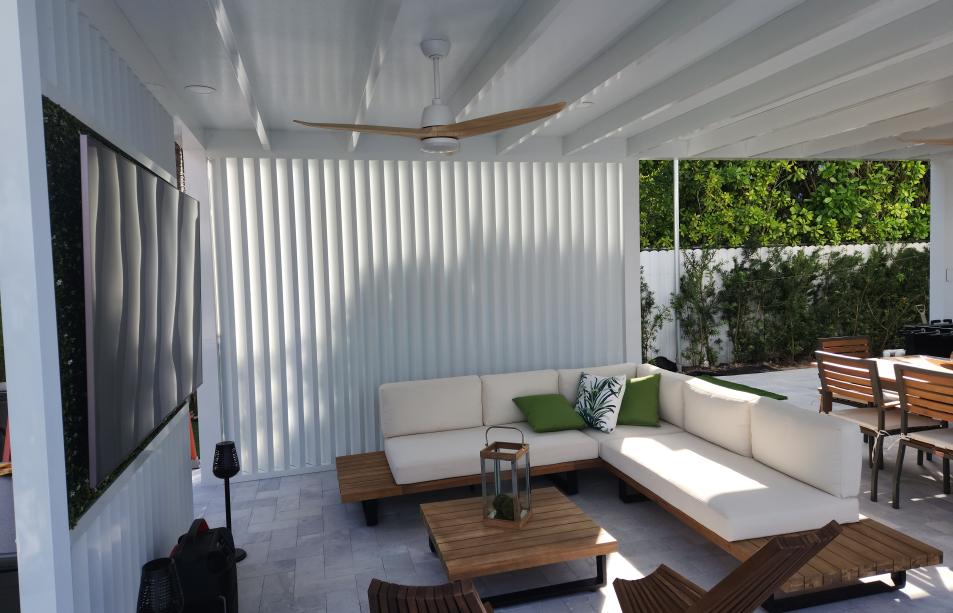 Modern white aluminum terrace with insolated walls