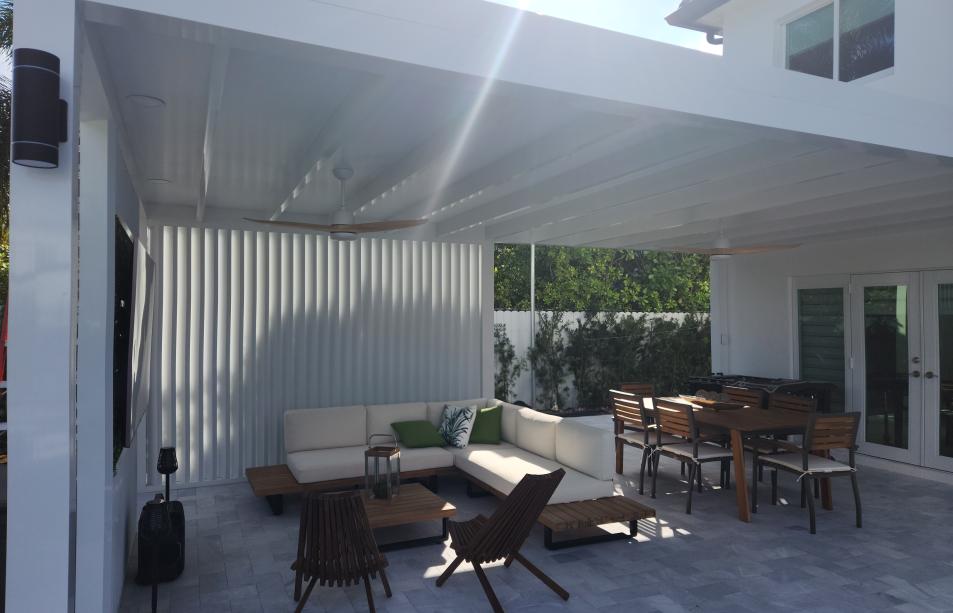 Modern white aluminum terrace with insolated walls
