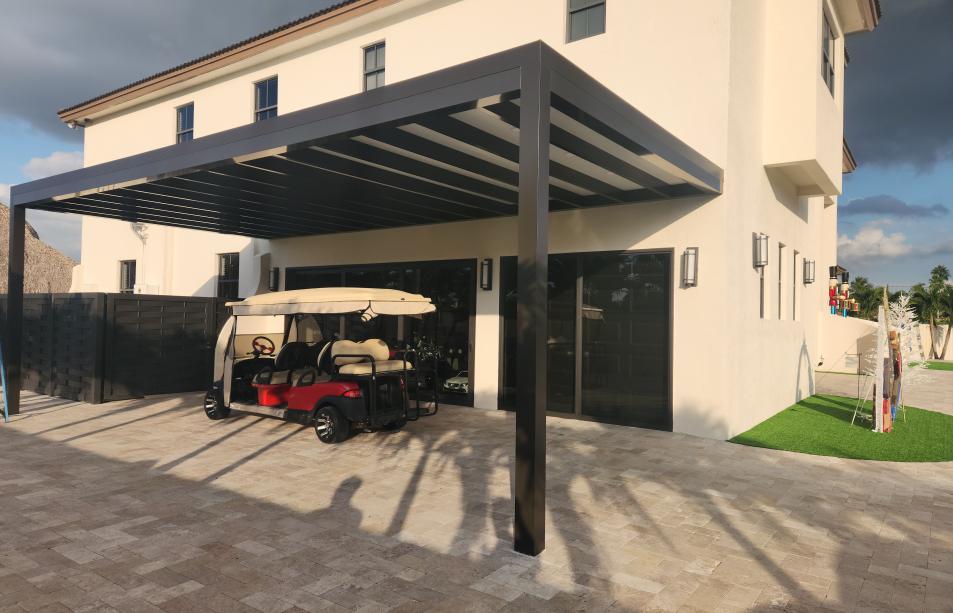 Modern aluminum terrace with LED lighting system