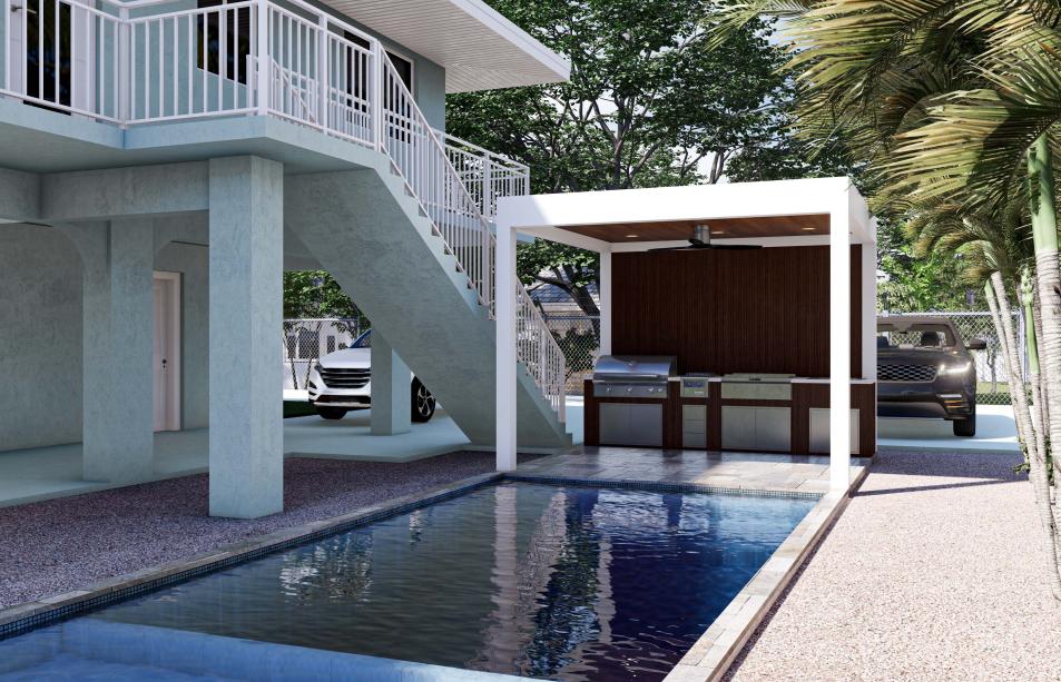 Small outdoor kitchen with aluminum terrace included