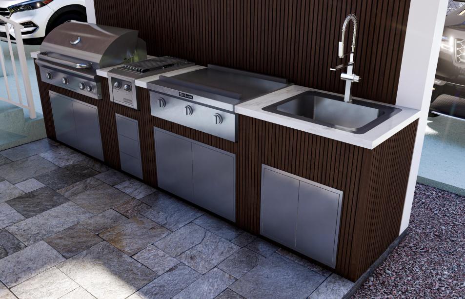 Small outdoor kitchen with aluminum terrace included