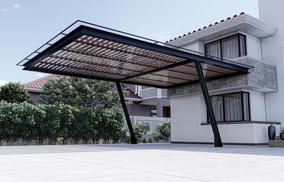 cantilever pergola with insolated roof