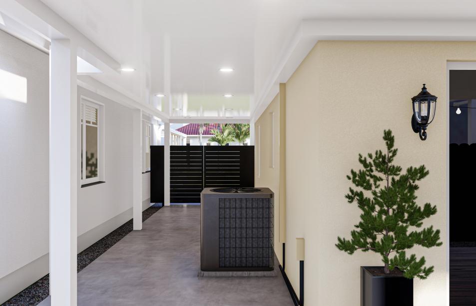 Small aluminum terrace with LED lighting system