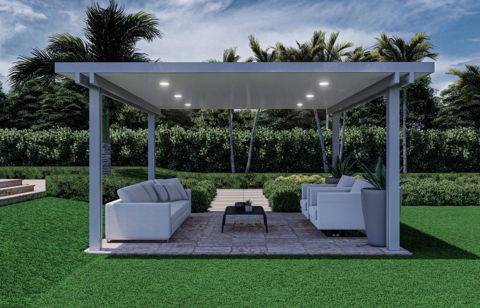 Modern aluminum pergola with four columns