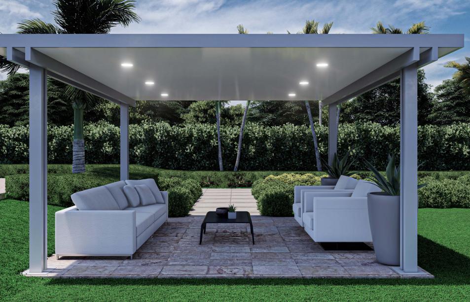 Modern aluminum pergola with four columns