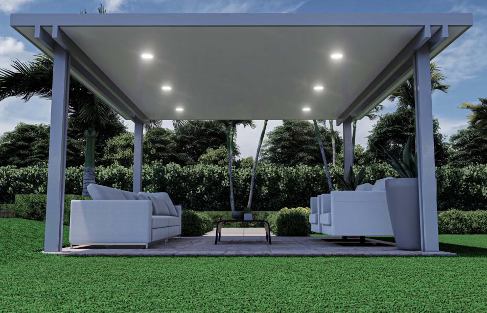Modern aluminum pergola with four columns
