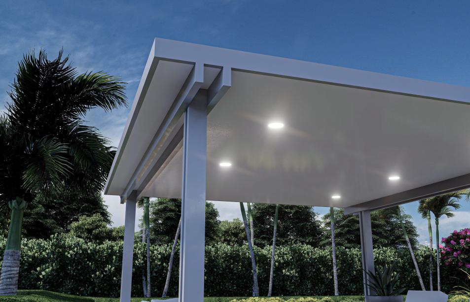 Modern aluminum pergola with four columns