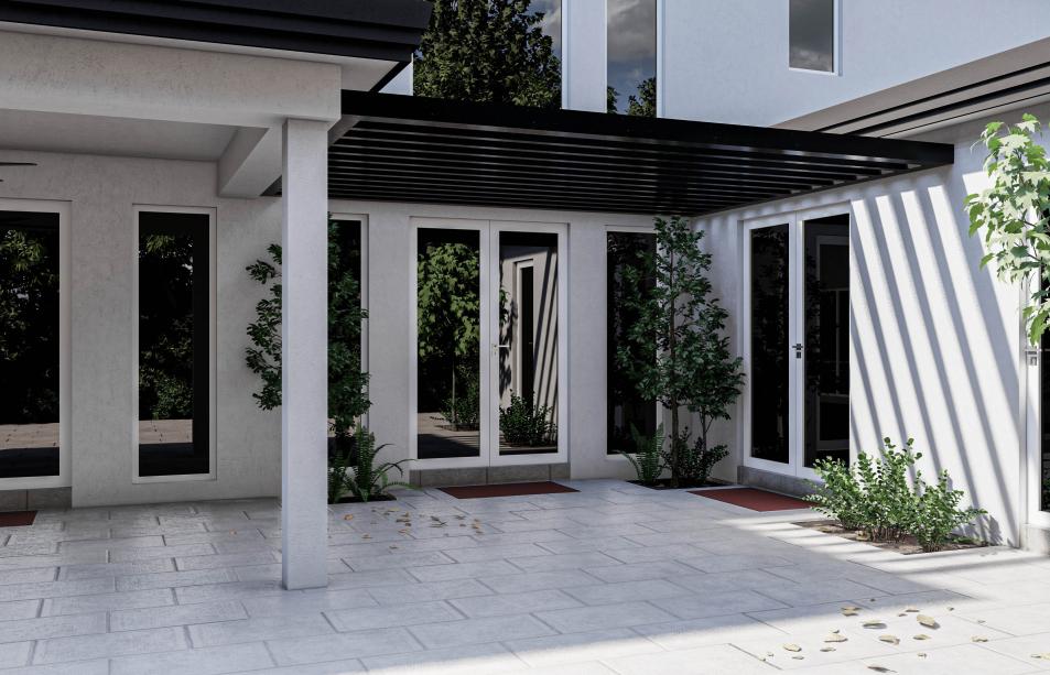 Modern aluminum terrace with roof parts isolated