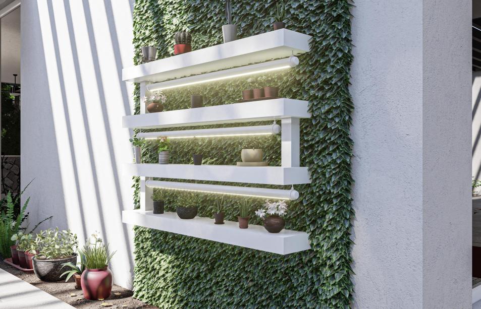 Modern aluminum terrace with roof parts isolated