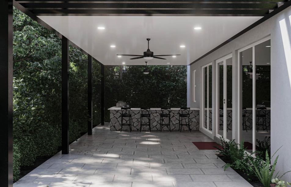 Modern aluminum terrace with roof parts isolated