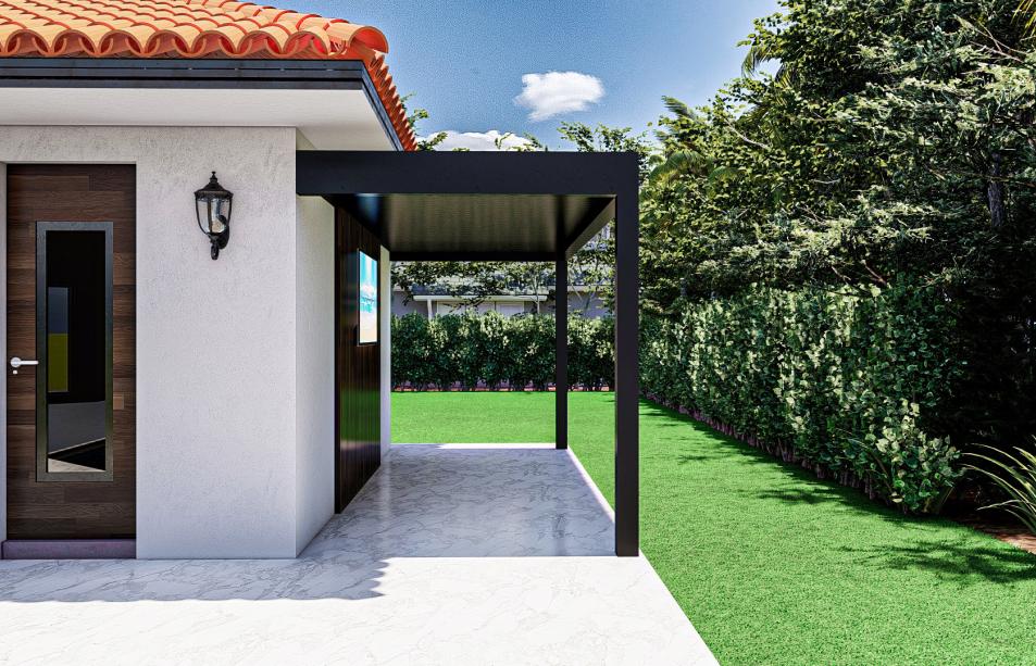 Small black aluminum terrace